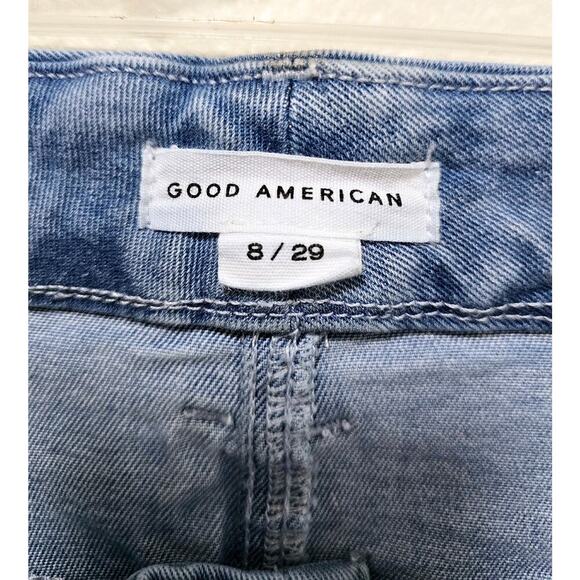 Good American 8/29 Raw Hems Classic Boot Cut jeans. Cotton Elastic blend.  Comfy - Picture 3 of 15